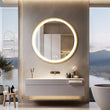 LUVODI 24 Inch Gold Frame Round Bathroom Mirror with Lights Illuminate Wall Vanity Mirror 3 Color Dimmable Anti - Fog Smart Mirror