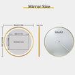 LUVODI 24 Inch Gold Frame Round Bathroom Mirror with Lights Illuminate Wall Vanity Mirror 3 Color Dimmable Anti - Fog Smart Mirror