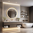 LUVODI 24 Inch Gold Frame Round Bathroom Mirror with Lights Illuminate Wall Vanity Mirror 3 Color Dimmable Anti - Fog Smart Mirror