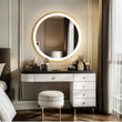 LUVODI 24 Inch Gold Frame Round Bathroom Mirror with Lights Illuminate Wall Vanity Mirror 3 Color Dimmable Anti - Fog Smart Mirror