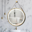 LUVODI Bathroom Light Mirror Round Black Gold Frame Bathroom Dimmable Fogless Mirror with Detachable Rope