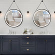 LUVODI Bathroom Light Mirror Round Black Gold Frame Bathroom Dimmable Fogless Mirror with Detachable Rope