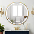 LUVODI Bathroom Light Mirror Round Black Gold Frame Bathroom Dimmable Fogless Mirror with Detachable Rope