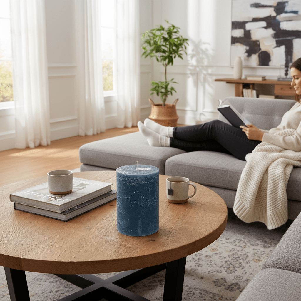 LUXURY RUSTIC CANDLE - NAVY BLUE