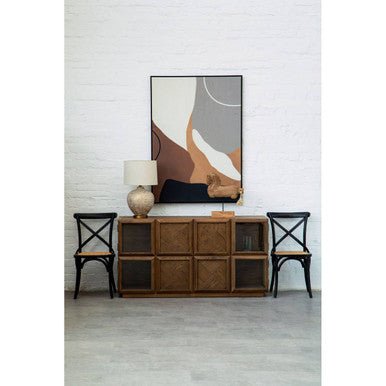 Lyon Black Oak Wood and Rattan Dining Chair