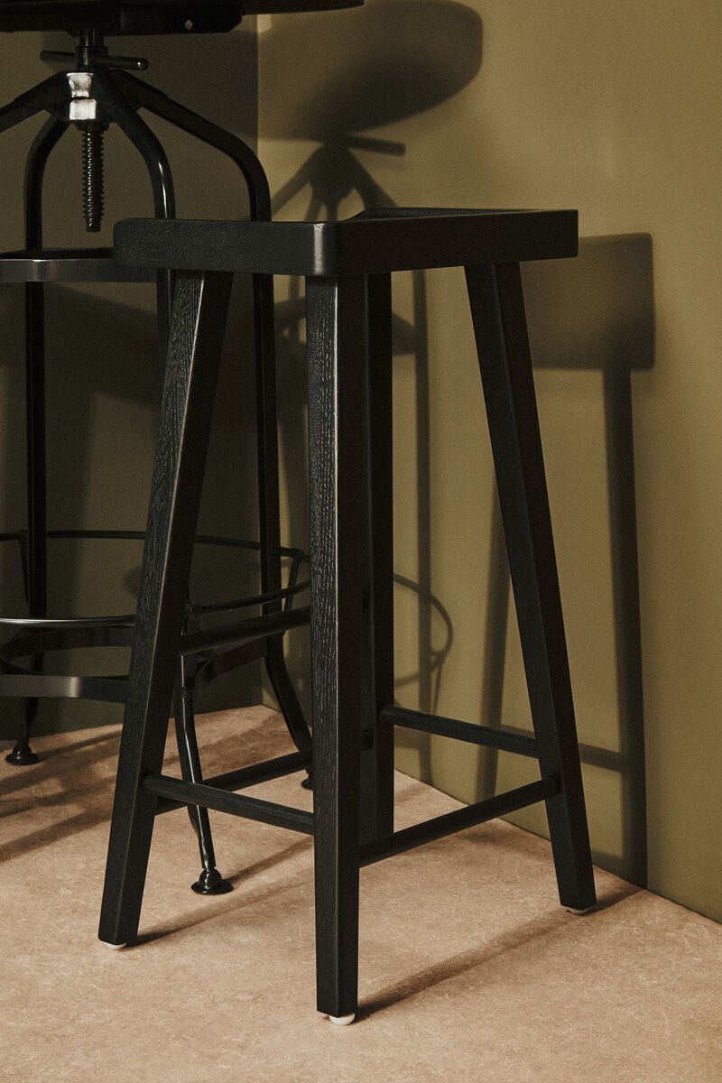 Lyon Black Oak Wood Bar Stool