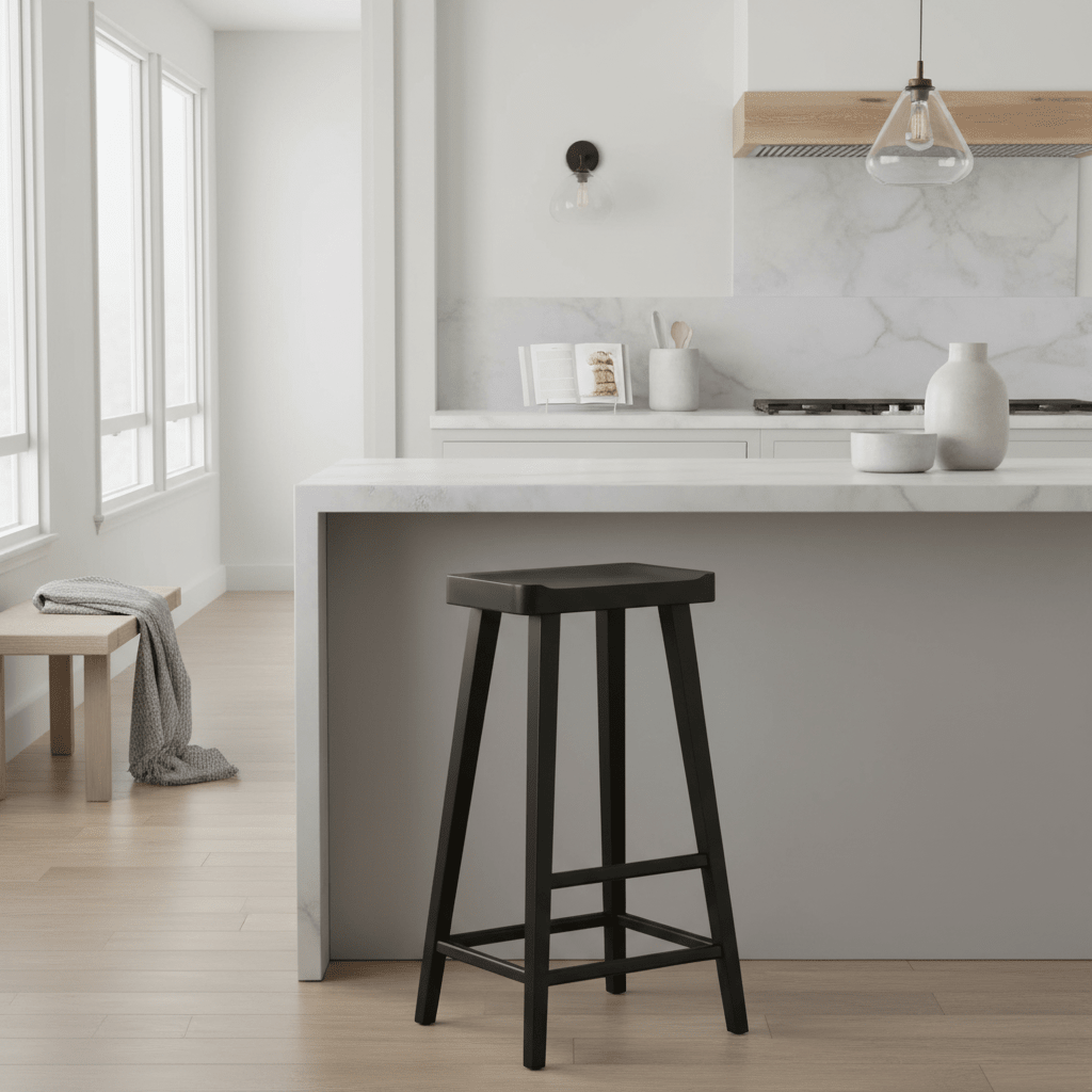 Lyon Black Oak Wood Bar Stool