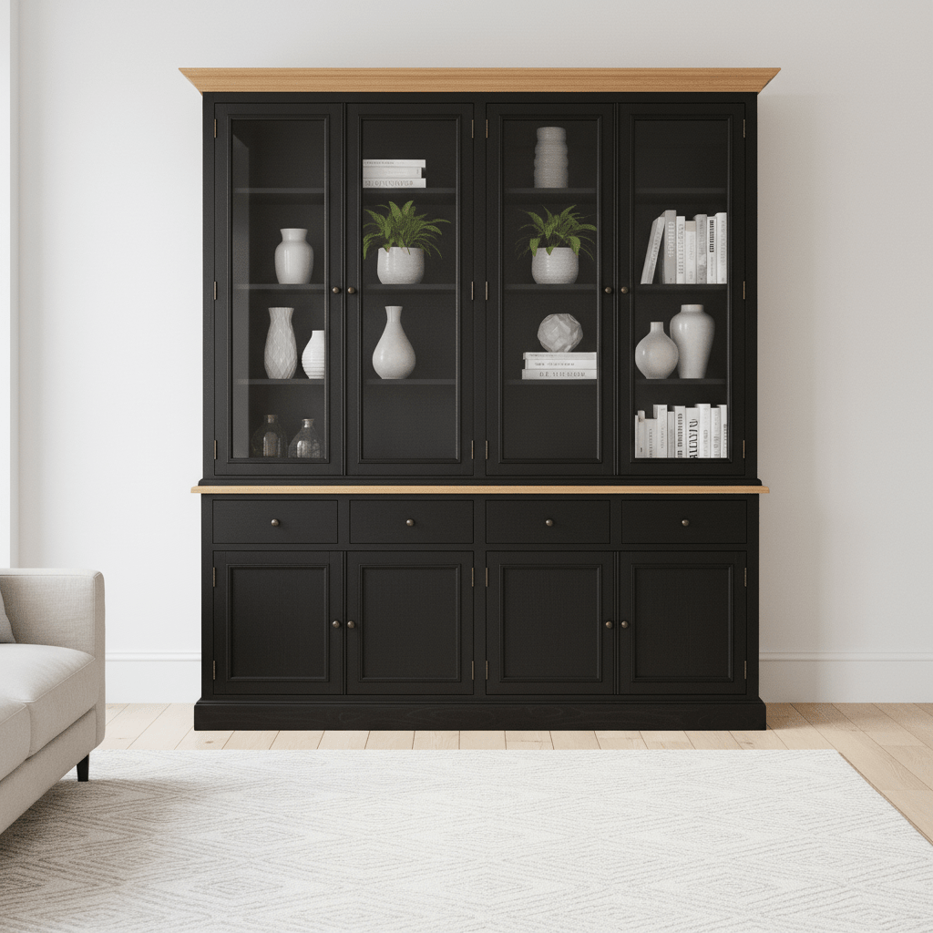 Lyon Black Oak Wood Large Cabinet