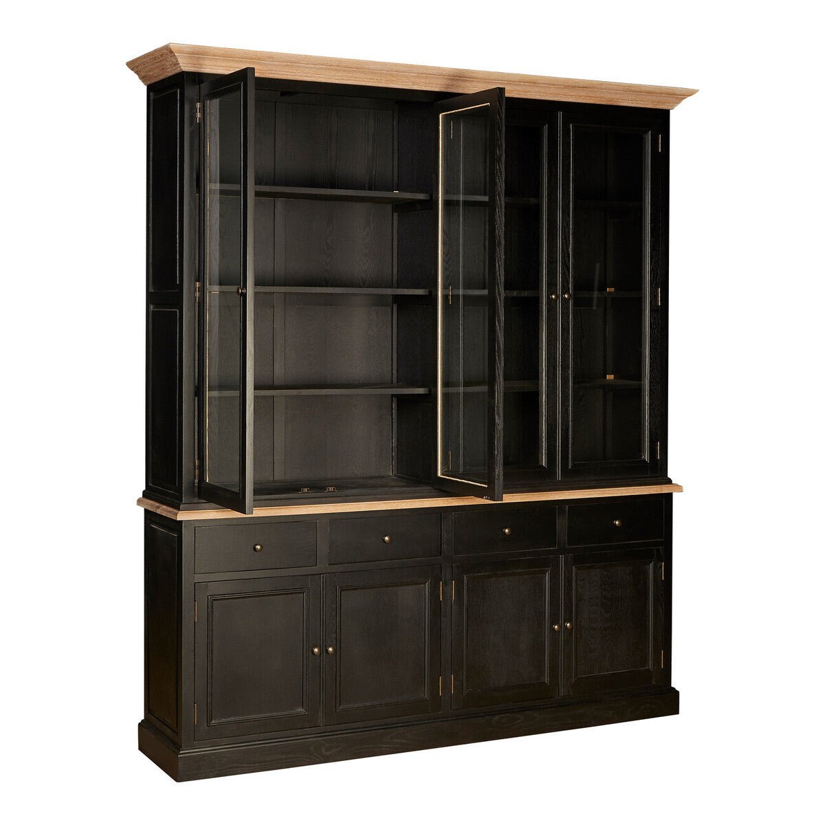 Lyon Black Oak Wood Large Cabinet