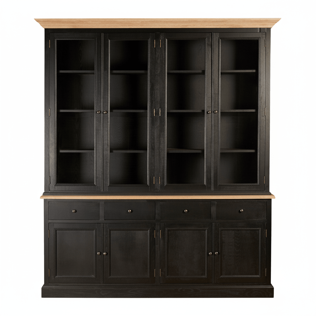 Lyon Black Oak Wood Large Cabinet