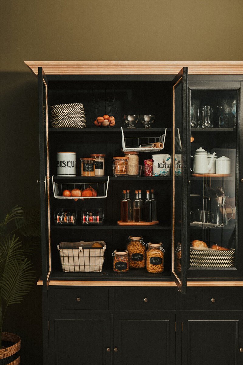 Lyon Black Oak Wood Large Cabinet