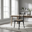 Lyon Black Oak Wood and Rattan Dining Chair