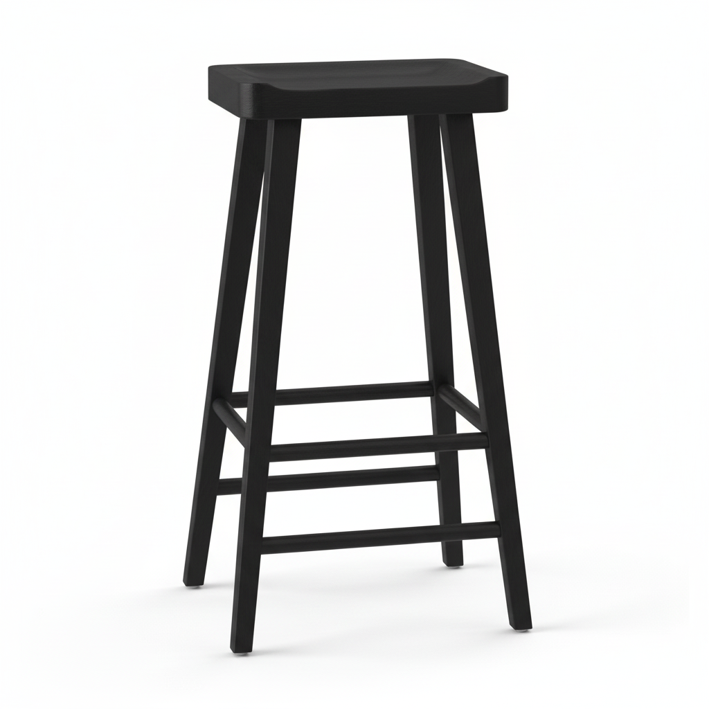 Lyon Black Oak Wood Bar Stool