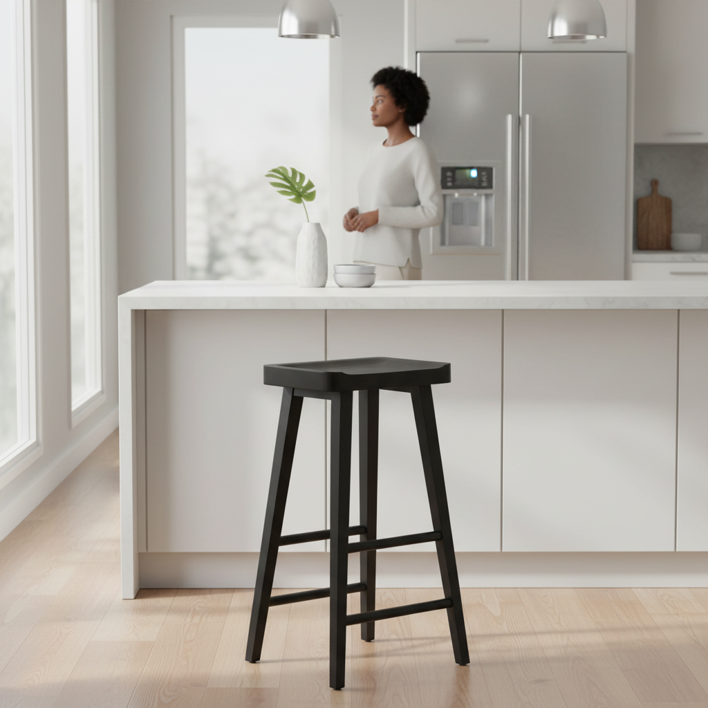 Lyon Black Oak Wood Bar Stool