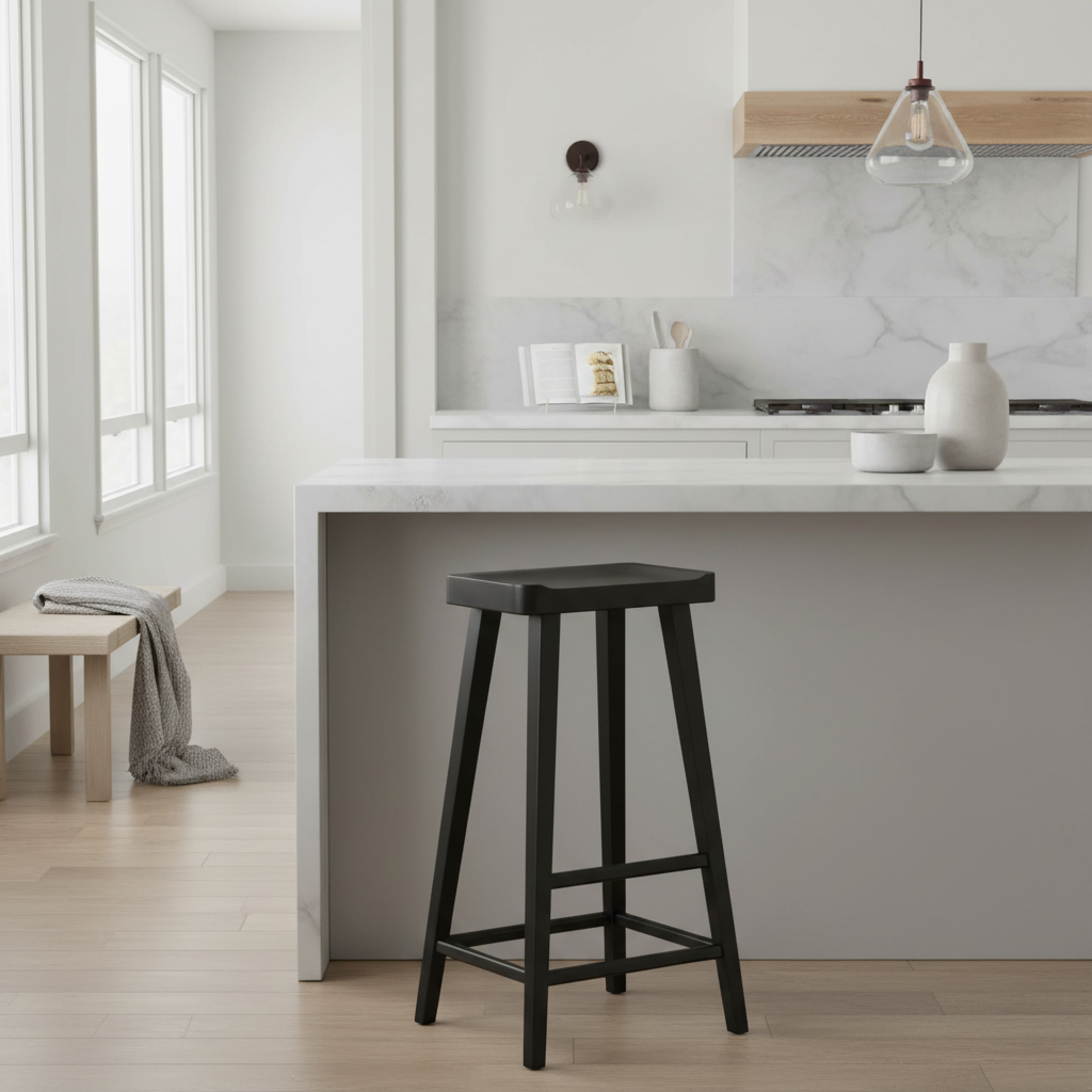 Lyon Black Oak Wood Bar Stool