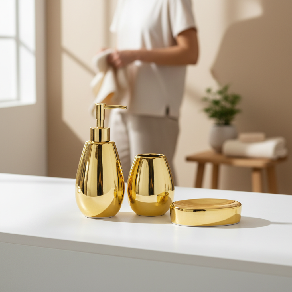 Magpie Dolomite Gold 3Pc Bathroom Set