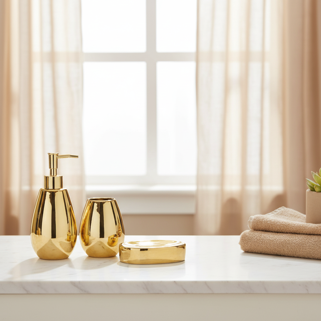 Magpie Dolomite Gold 3Pc Bathroom Set