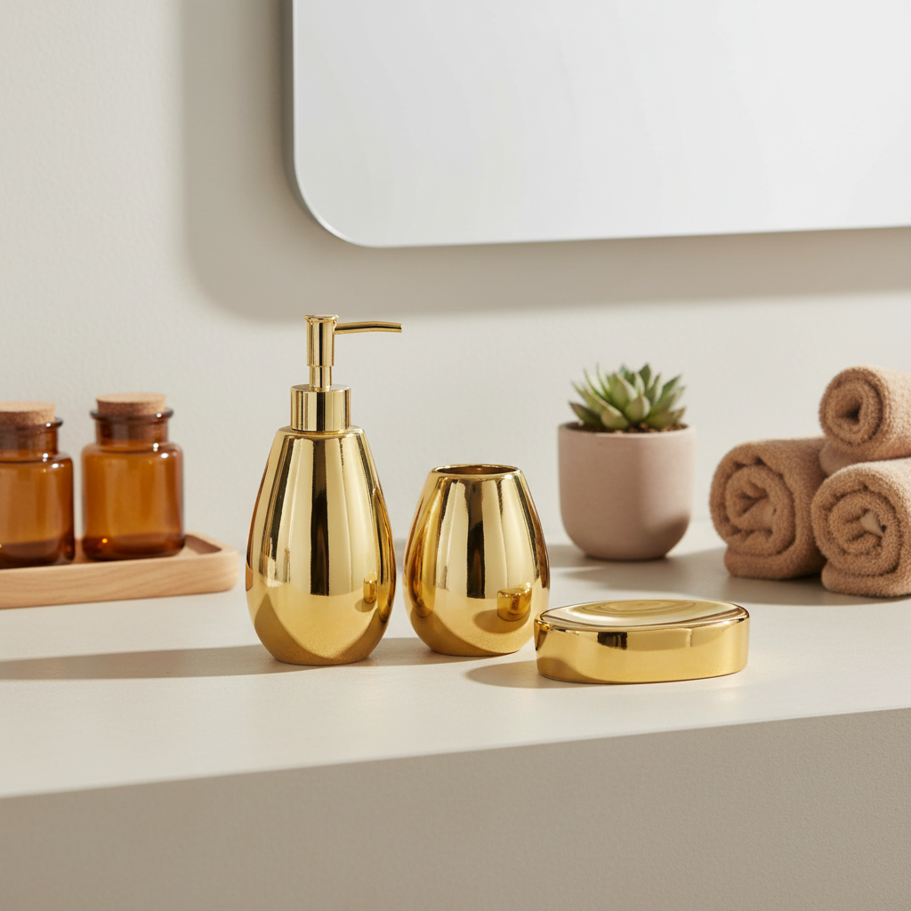 Magpie Dolomite Gold 3Pc Bathroom Set