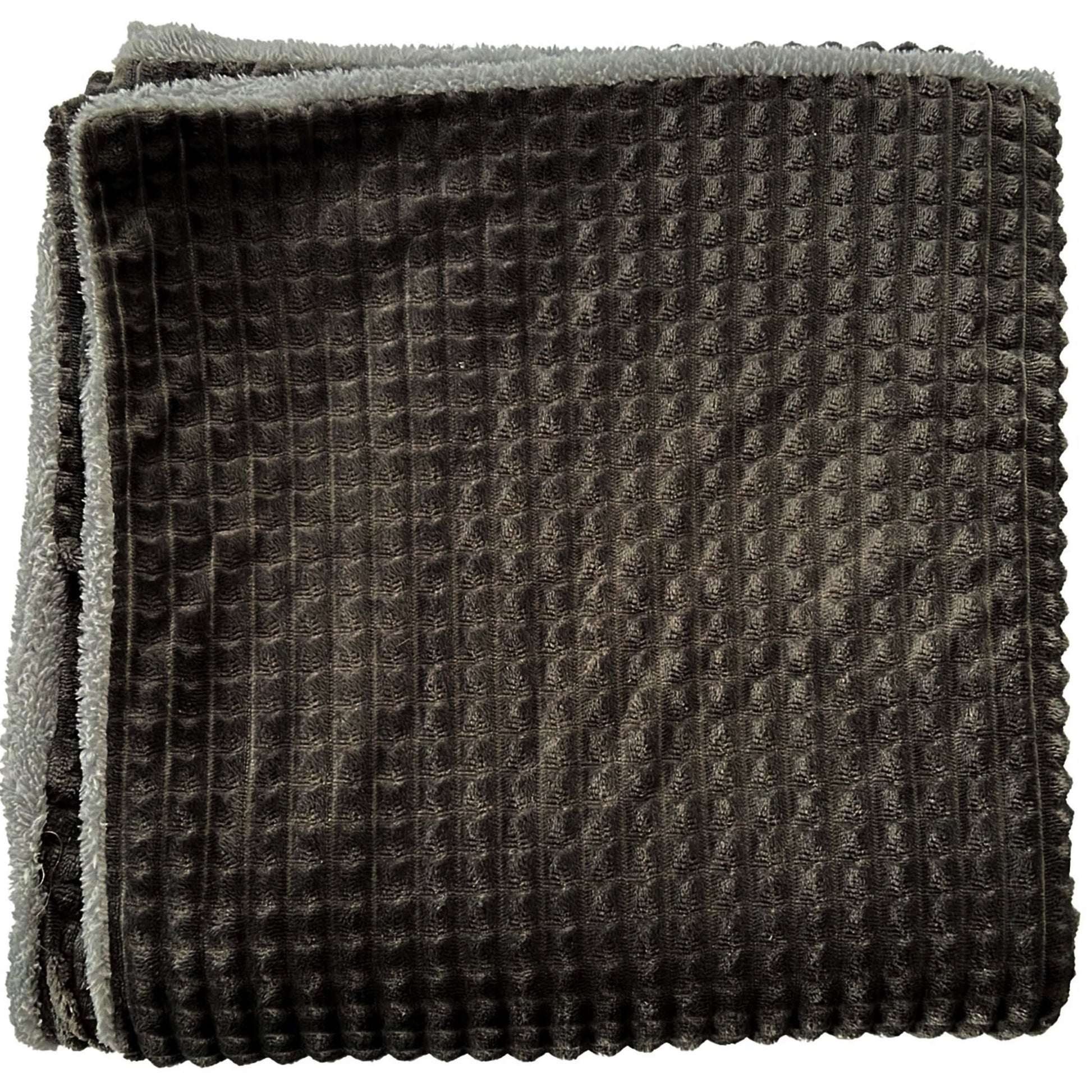 Maine Check Super Soft Fluffy Fleece Duvet Cover Set with Pillowcases Reversible Bedding for Winter Warmth in Black Grey