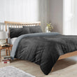 Maine Check Super Soft Fluffy Fleece Duvet Cover Set with Pillowcases Reversible Bedding for Winter Warmth in Black Grey