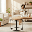 Malang Round Table With Iron Frame