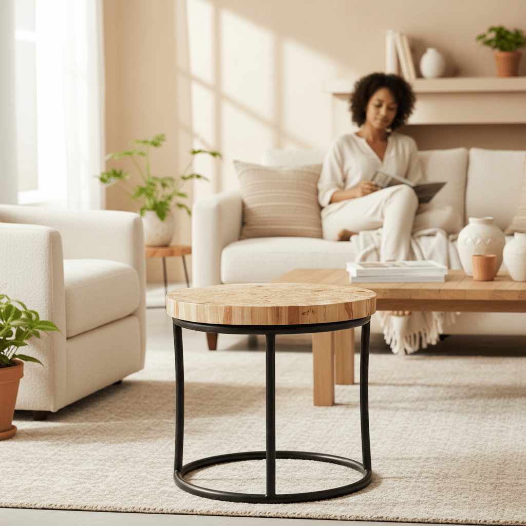 Malang Round Table With Iron Frame