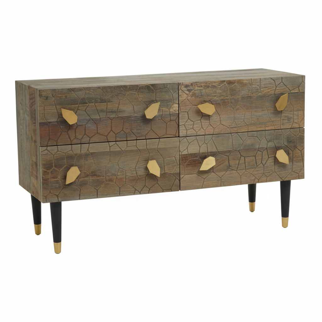 Malay Four Drawer Recycled Elm Wood Chest