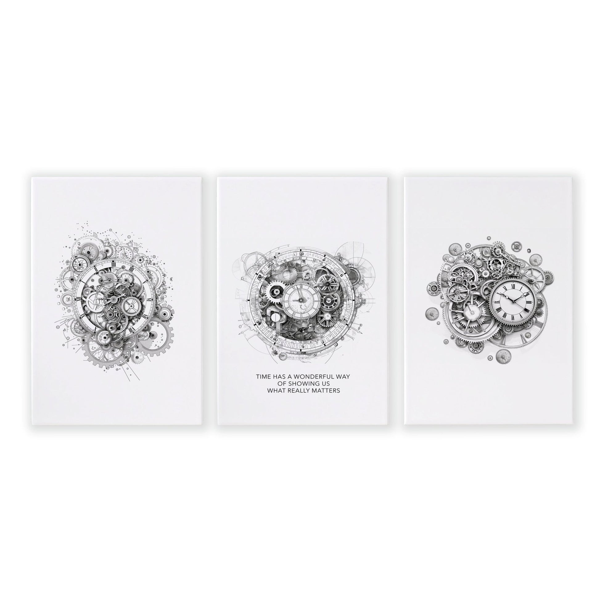 Male Office Decor | Set of 3 Abstract Clocks Wall art Prints