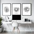 Male Office Decor | Set of 3 Abstract Clocks Wall art Prints