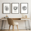 Male Office Decor | Set of 3 Abstract Clocks Wall art Prints