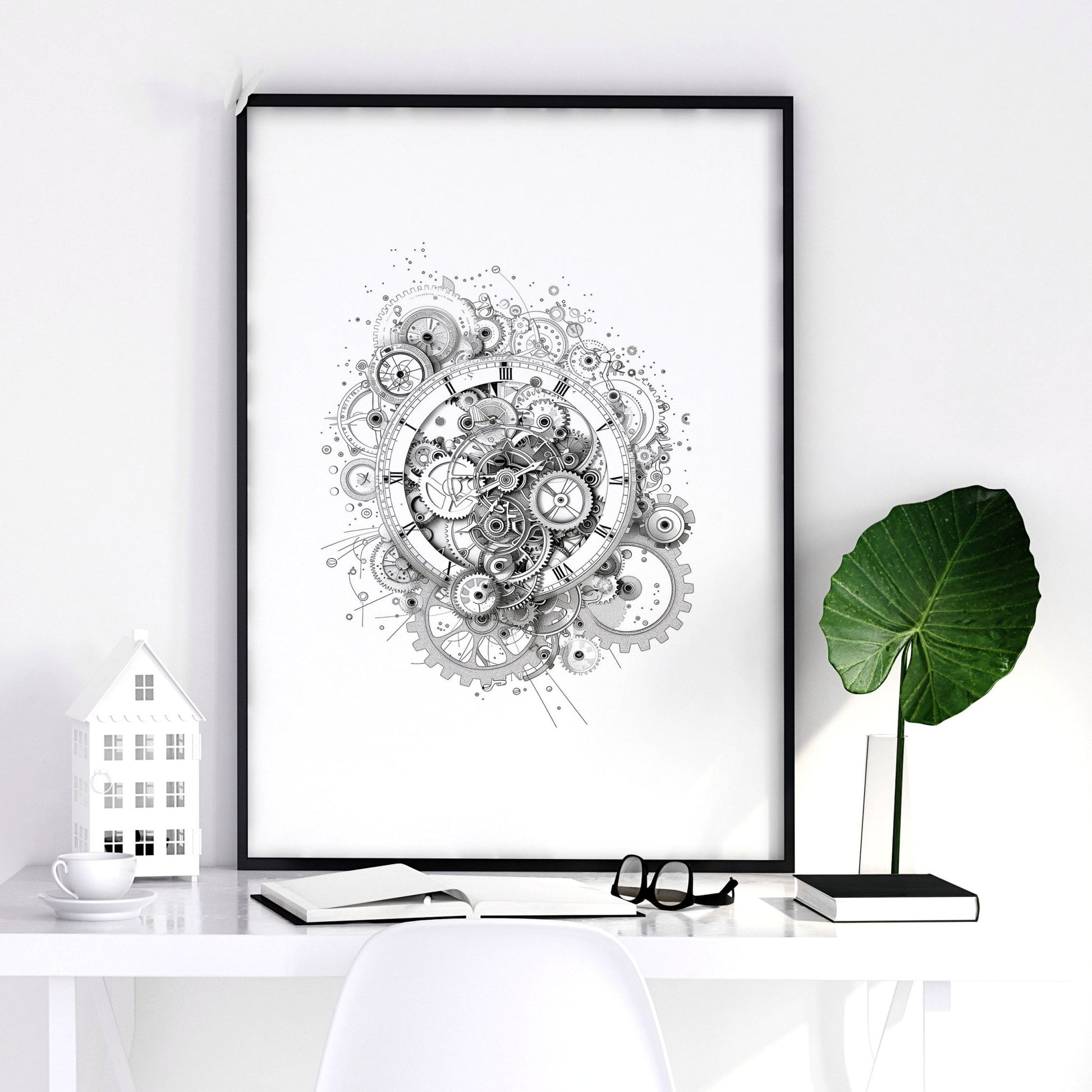 Male Office Decor | Set of 3 Abstract Clocks Wall art Prints