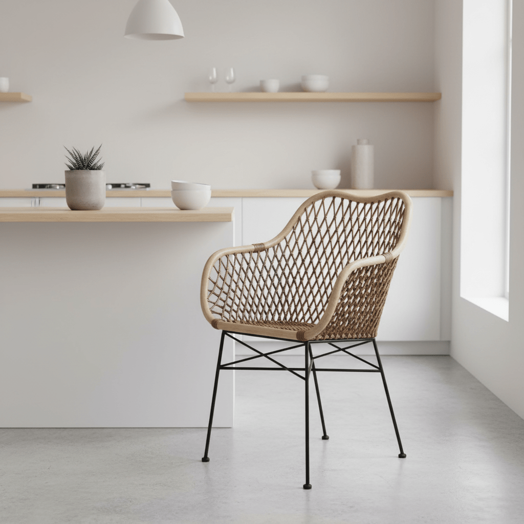 Manado Natural Rattan and Metal Chair