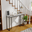 Marble Console Table Modern Accent Side Stand Sofa Entryway Hall Furniture Storage Display Table Metal Frame