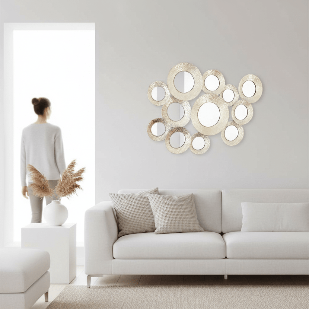 Marcia Hammered Silver Wall Mirror