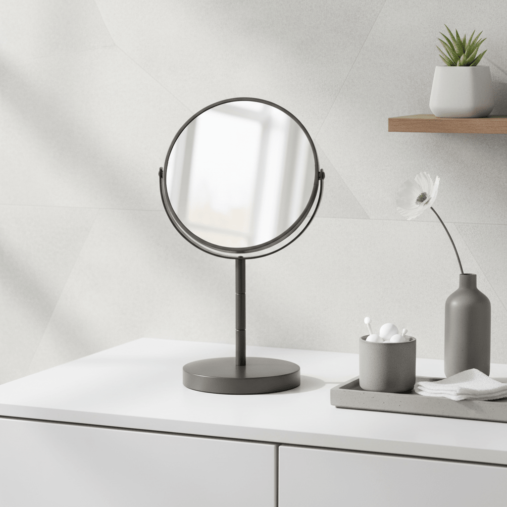 Marisha Grey Metal Small Swivel Table Mirror