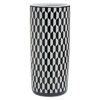 Marlo Black and White Geometric Print Ceramic Umbrella Stand