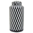 Marlo Large Black And White Geometric Print Ceramic Jar