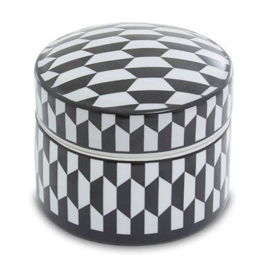 Marlo Large Black and White Geometric Print Ceramic Trinket Box