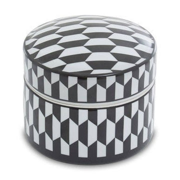 Marlo Large Black and White Geometric Print Ceramic Trinket Box