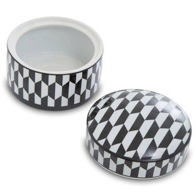 Marlo Large Black and White Geometric Print Ceramic Trinket Box