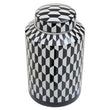 Marlo Small Black And White Geometric Print Ceramic Jar