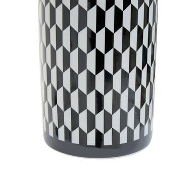 Marlo Small Black And White Geometric Print Ceramic Jar