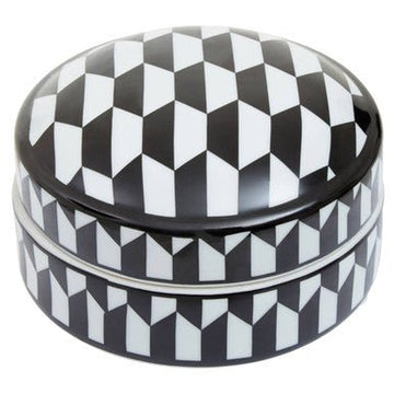 Marlo Small Black and White Geometric Print Ceramic Trinket Box