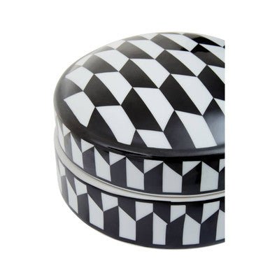 Marlo Small Black and White Geometric Print Ceramic Trinket Box