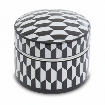 Marlo Large Black and White Geometric Print Ceramic Trinket Box