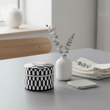 Marlo Large Black and White Geometric Print Ceramic Trinket Box