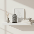Marlo Small Black And White Geometric Print Ceramic Jar