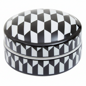Marlo Small Black and White Geometric Print Ceramic Trinket Box