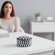 Marlo Small Black and White Geometric Print Ceramic Trinket Box