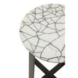 Marmara Marble Top Side Table With Black Iron Stand